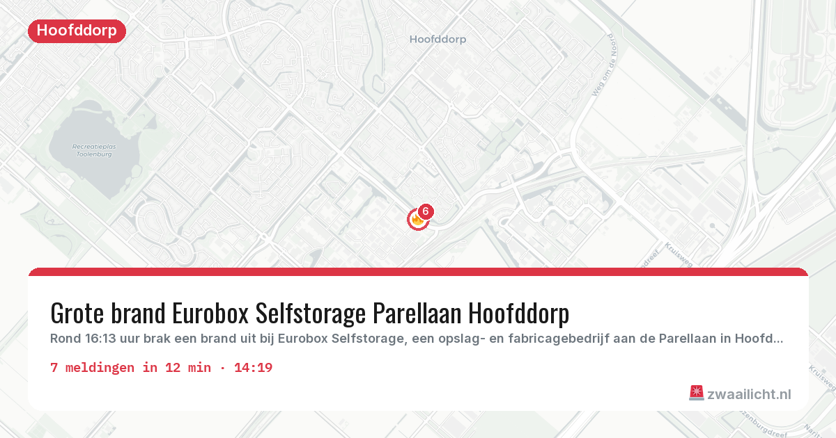 Kaart van de activiteitspiek bij Hoofddorp