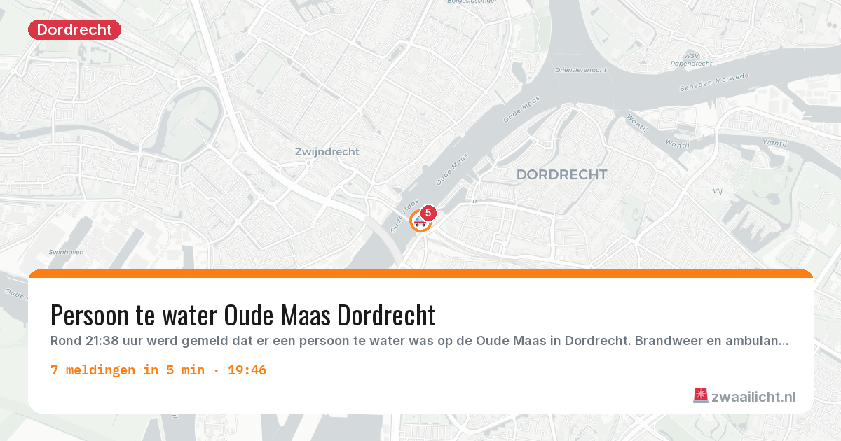 Kaart van de activiteitspiek bij Dordrecht