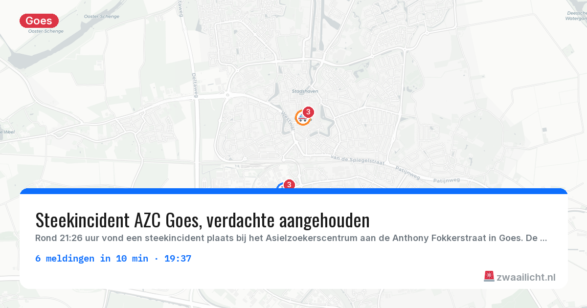 Kaart van de activiteitspiek bij Goes