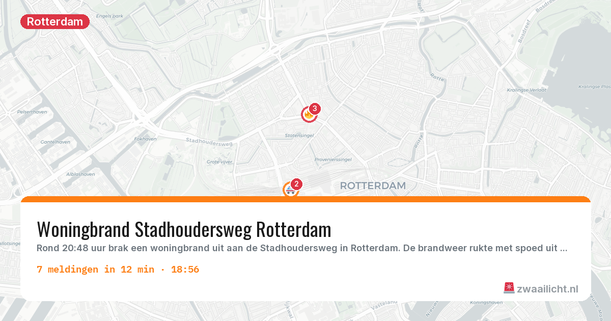 Kaart van de activiteitspiek bij Rotterdam