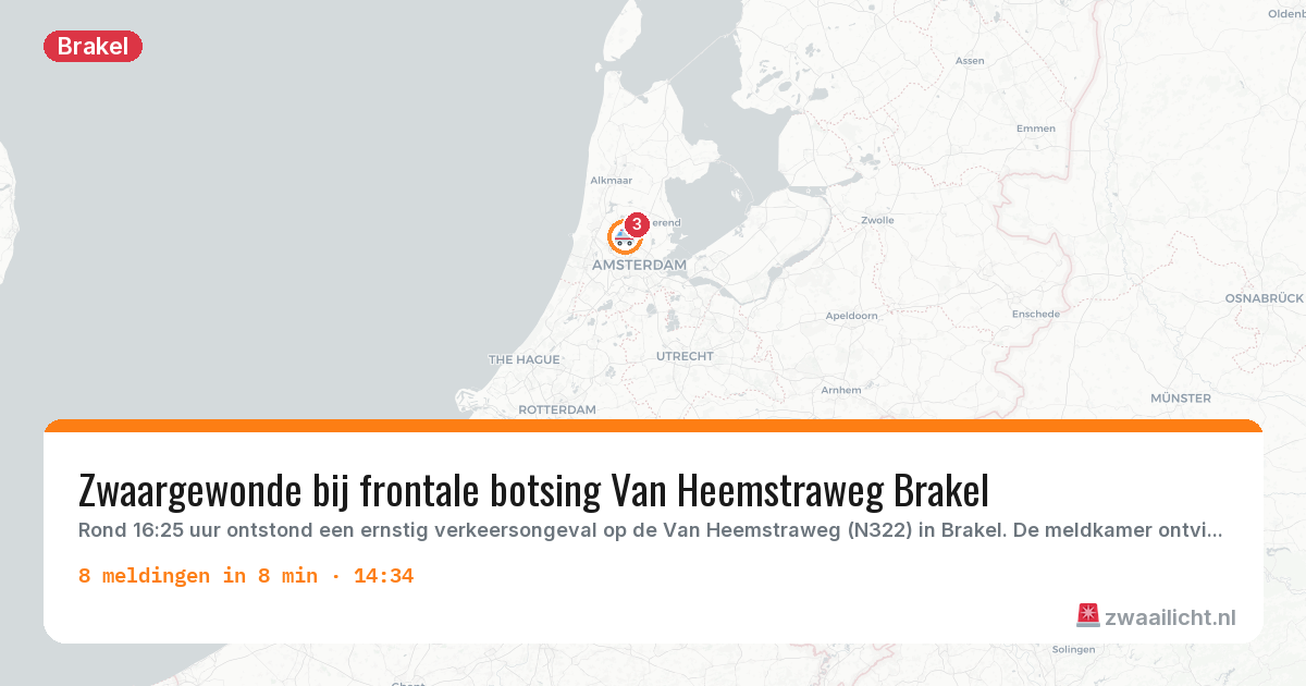 Kaart van de activiteitspiek bij Brakel