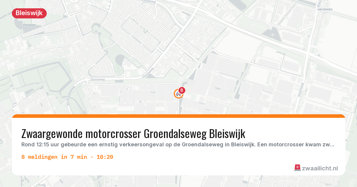 Kaart van de activiteitspiek bij Bleiswijk