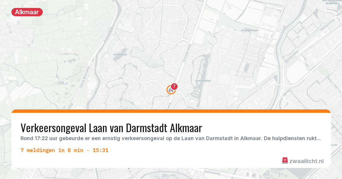 Kaart van de activiteitspiek bij Alkmaar