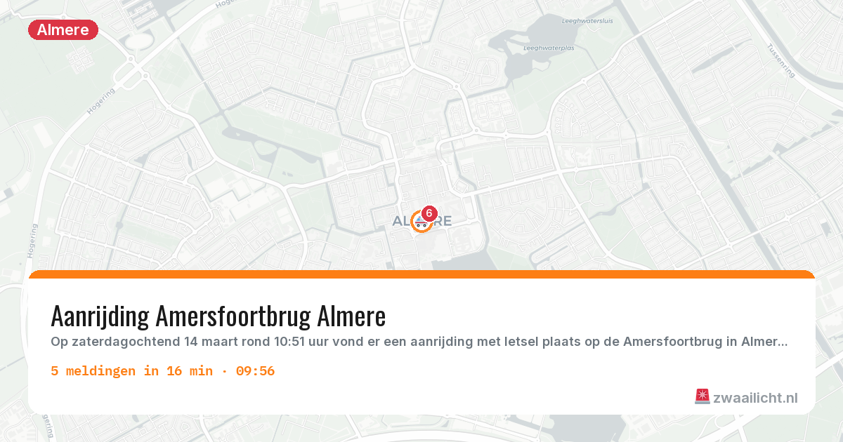 Kaart van de activiteitspiek bij Almere