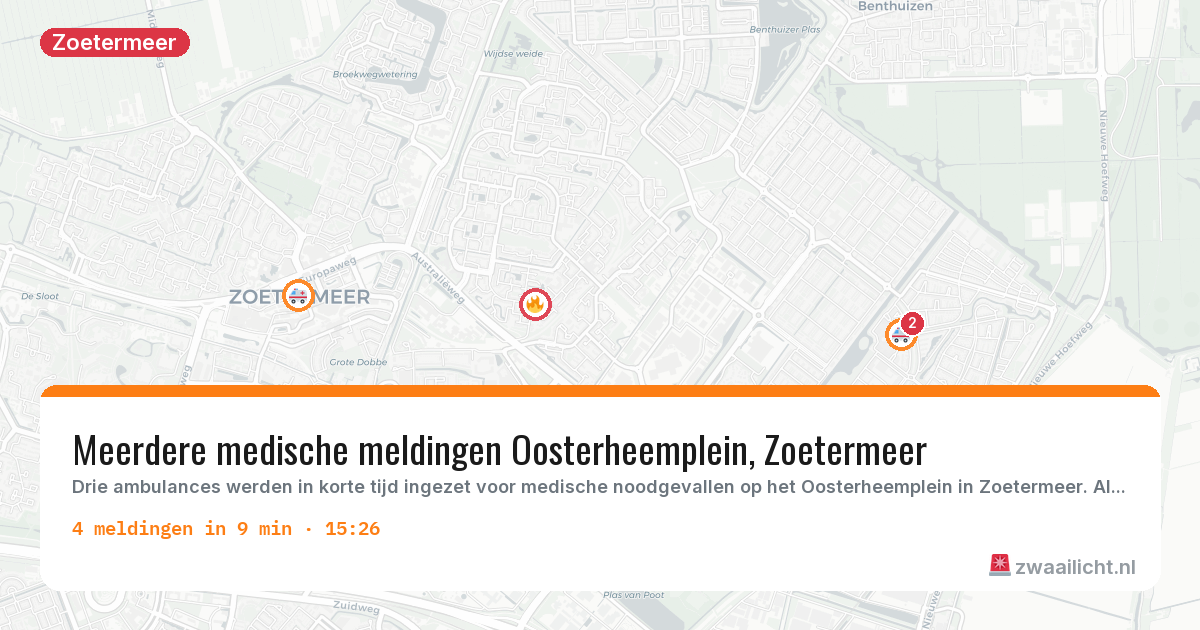 Kaart van de activiteitspiek bij Zoetermeer