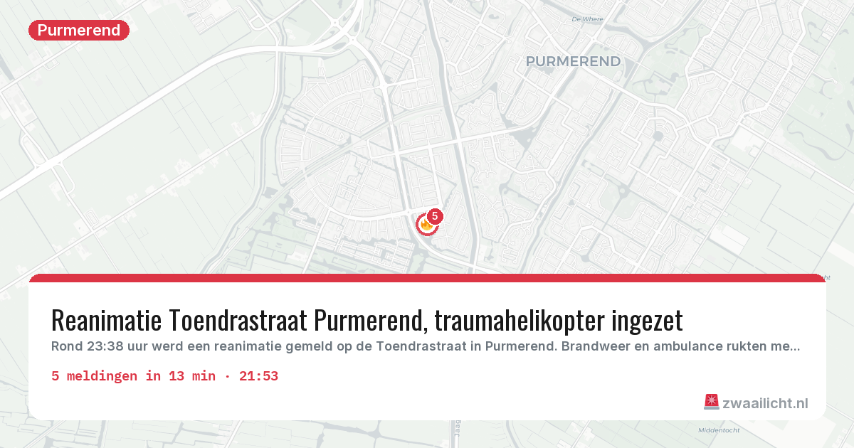 Kaart van de activiteitspiek bij Purmerend