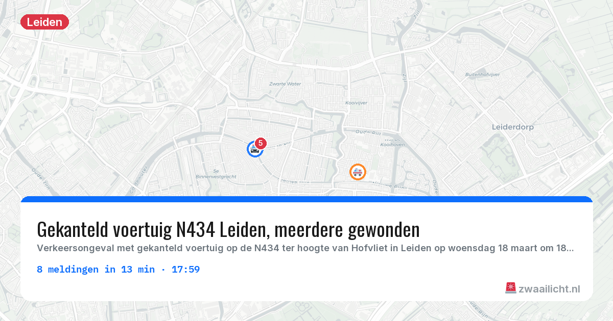 Kaart van de activiteitspiek bij Leiden