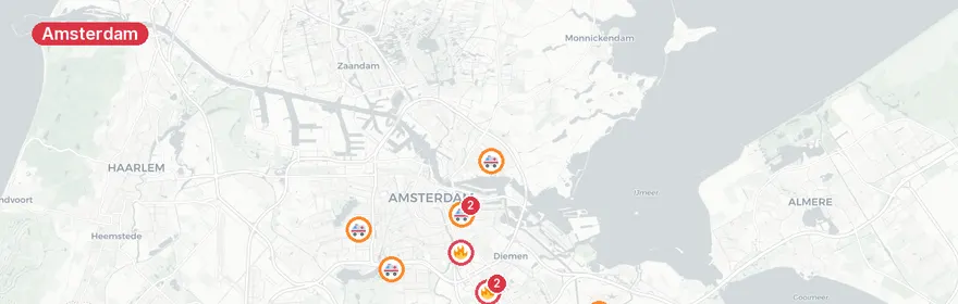 Kaart van Woningbrand Albert Camuslaan en meerdere incidenten Amste...
