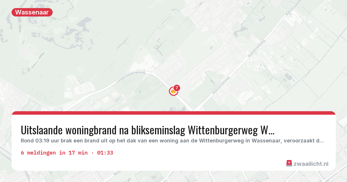 Kaart van de activiteitspiek bij Wassenaar