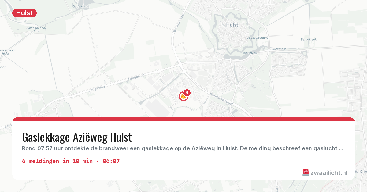 Kaart van de activiteitspiek bij Hulst