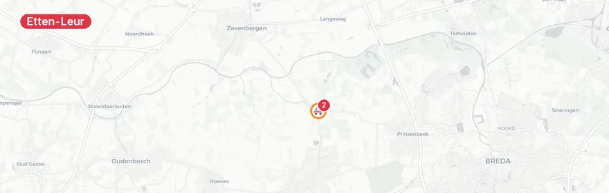 Kaart van Ernstig ongeluk Zevenbergseweg Etten-Leur