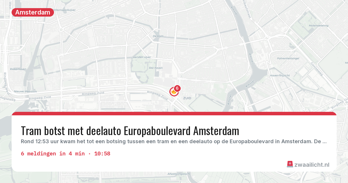 Kaart van de activiteitspiek bij Amsterdam
