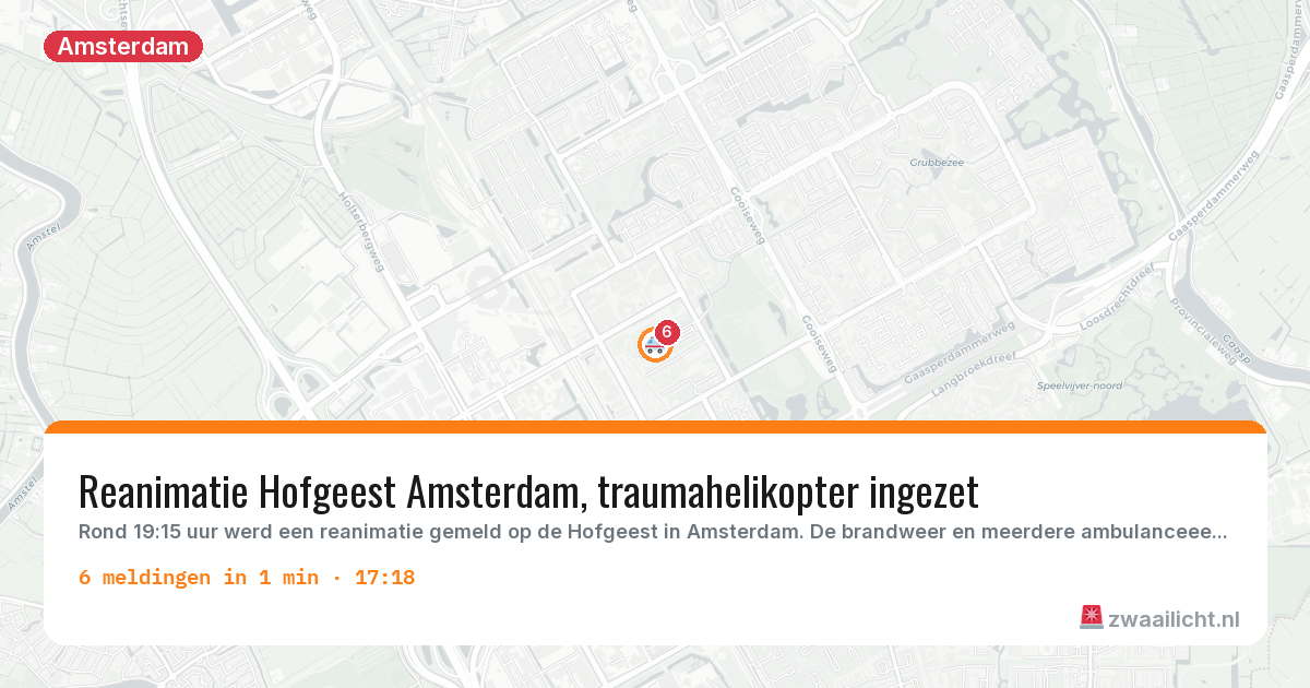 Kaart van de activiteitspiek bij Amsterdam