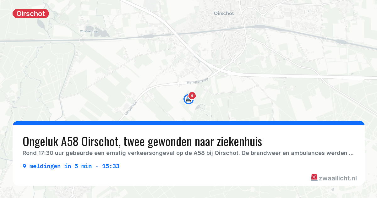 Kaart van de activiteitspiek bij Oirschot