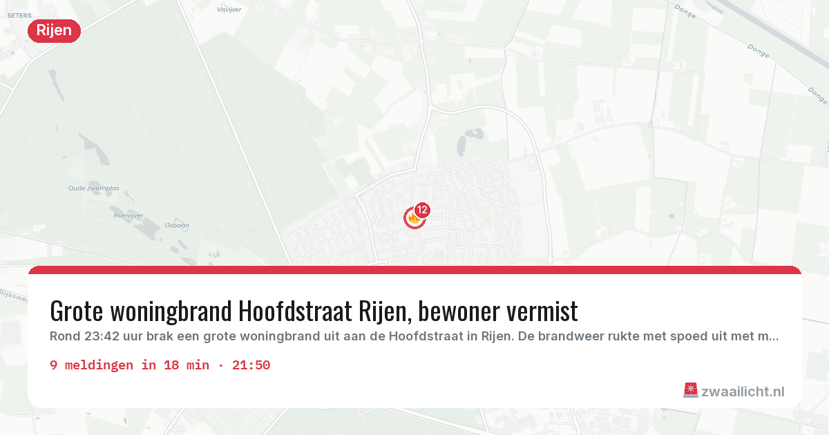 Kaart van de activiteitspiek bij Rijen