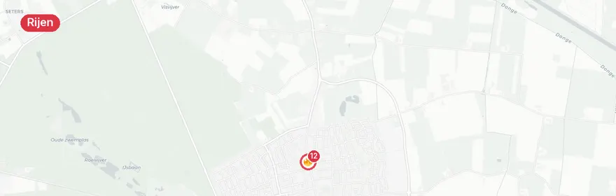 Kaart van Grote woningbrand Hoofdstraat Rijen, bewoner vermist
