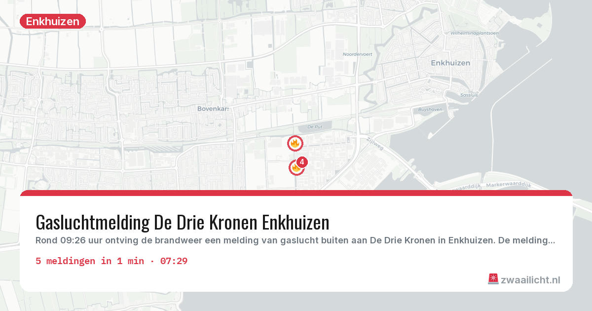 Kaart van de activiteitspiek bij Enkhuizen