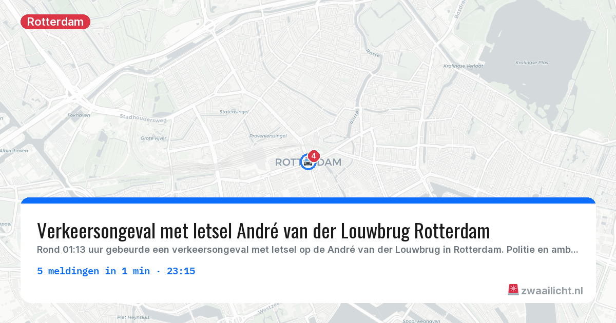 Kaart van de activiteitspiek bij Rotterdam