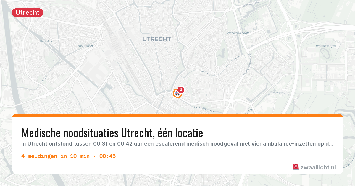 Kaart van de activiteitspiek bij Utrecht