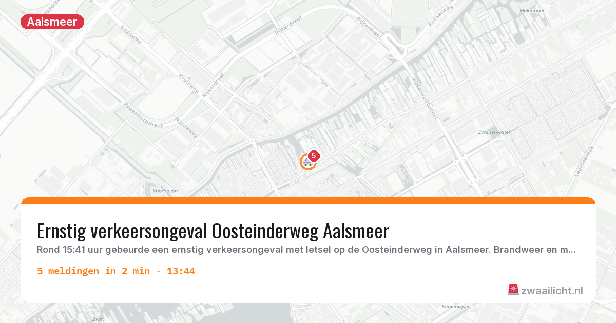 Kaart van de activiteitspiek bij Aalsmeer