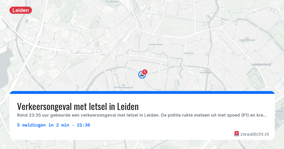 Kaart van de activiteitspiek bij Leiden
