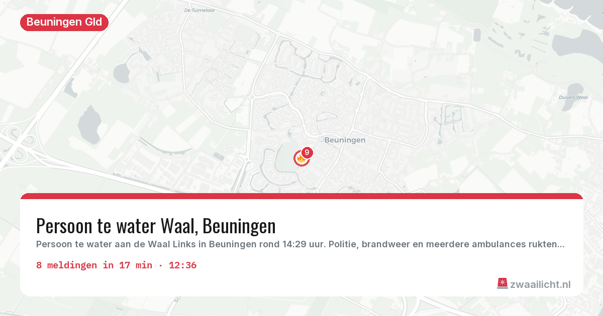 Kaart van de activiteitspiek bij Beuningen Gld