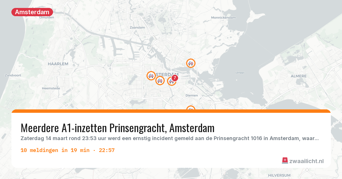Kaart van de activiteitspiek bij Amsterdam