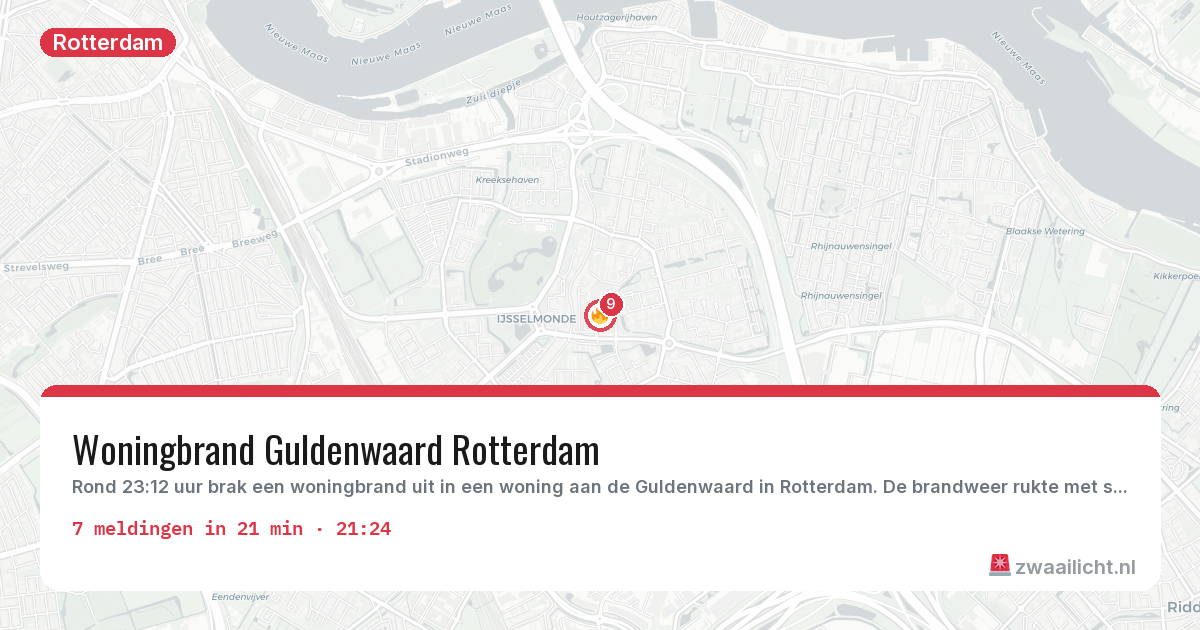 Kaart van de activiteitspiek bij Rotterdam