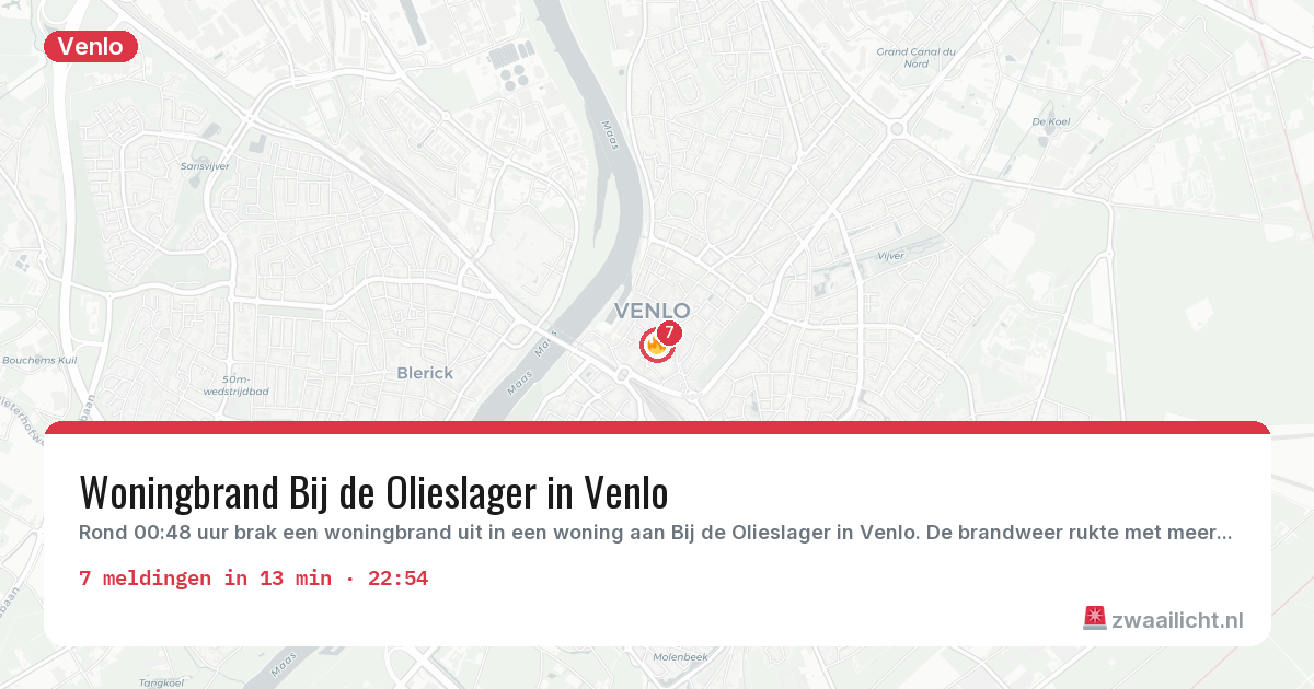 Kaart van de activiteitspiek bij Venlo