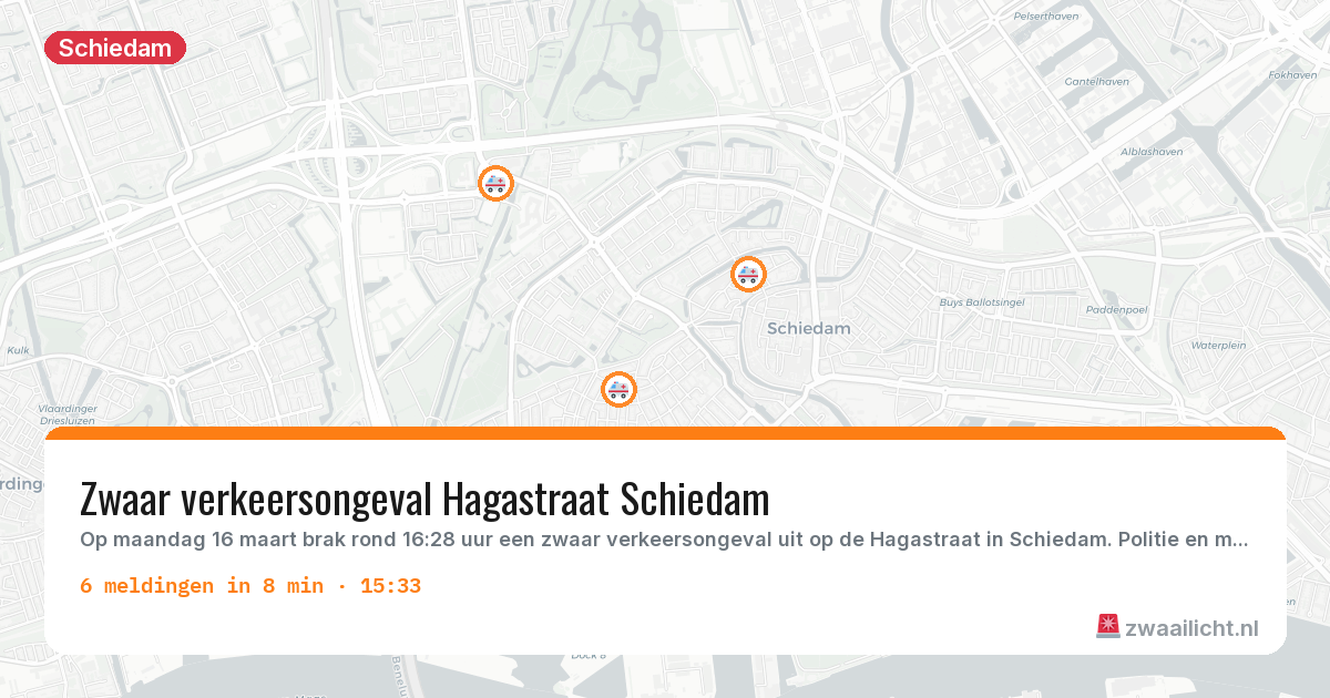 Kaart van de activiteitspiek bij Schiedam