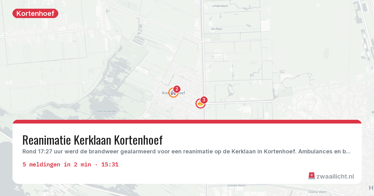 Kaart van de activiteitspiek bij Kortenhoef