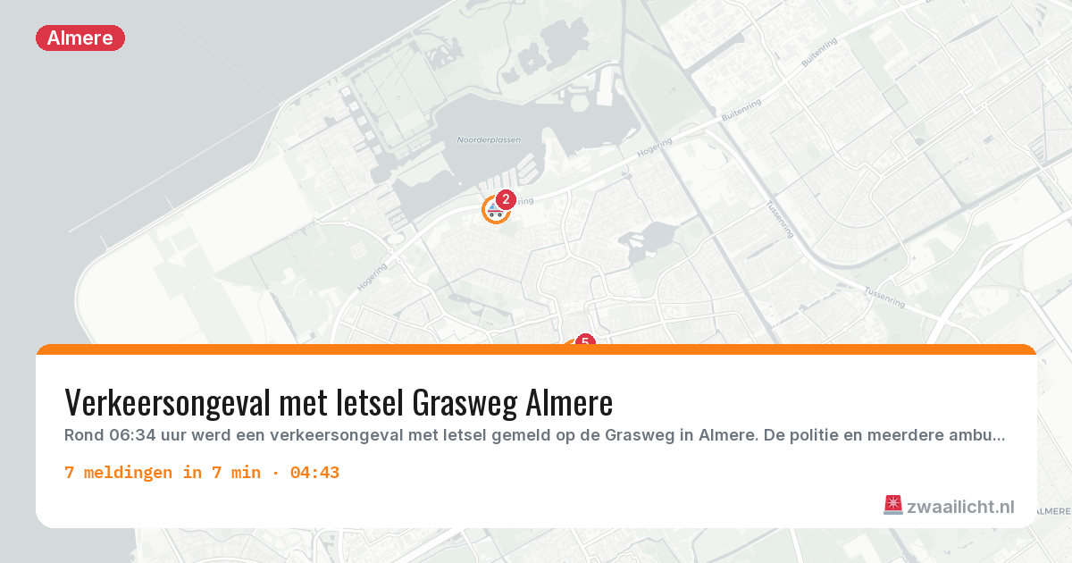 Kaart van de activiteitspiek bij Almere