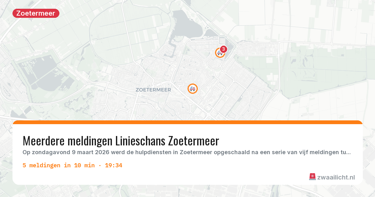 Kaart van de activiteitspiek bij Zoetermeer