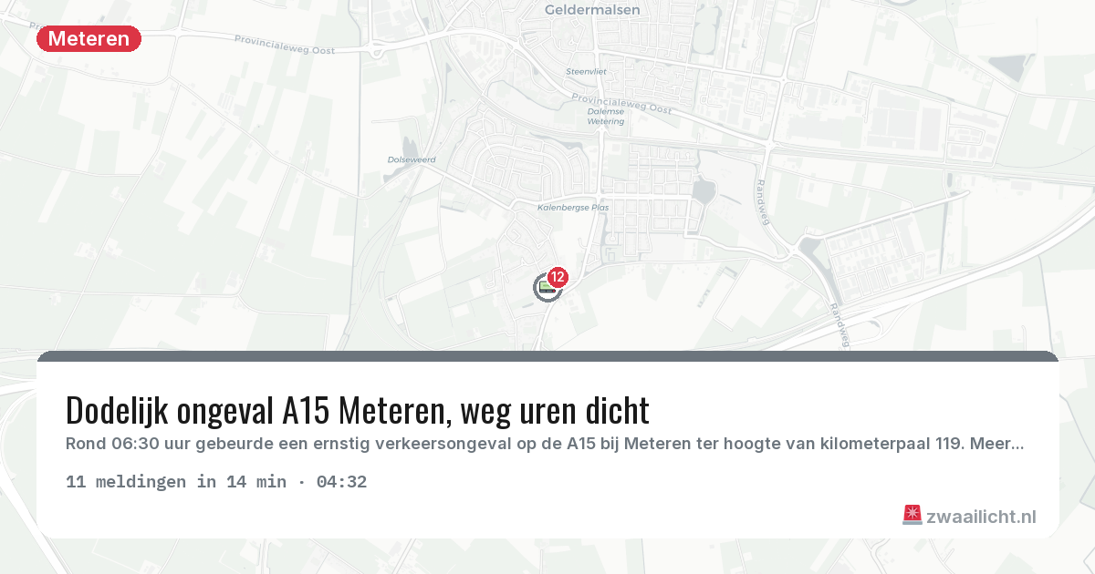 Kaart van de activiteitspiek bij Meteren