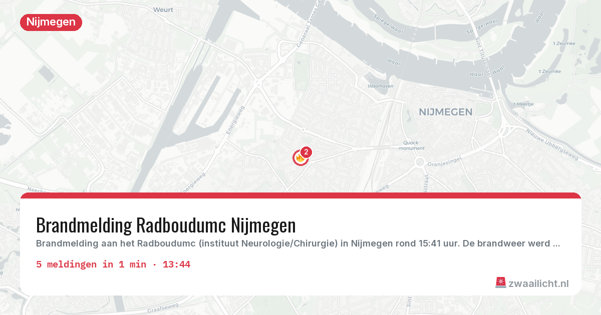 Kaart van de activiteitspiek bij Nijmegen