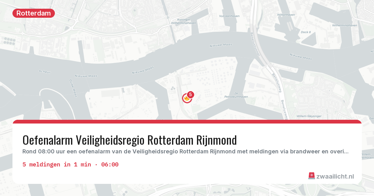 Kaart van de activiteitspiek bij Rotterdam