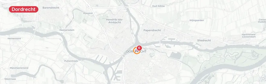Kaart van Meerdere verkeersongevallen Dordrecht, vier gewonden op N3