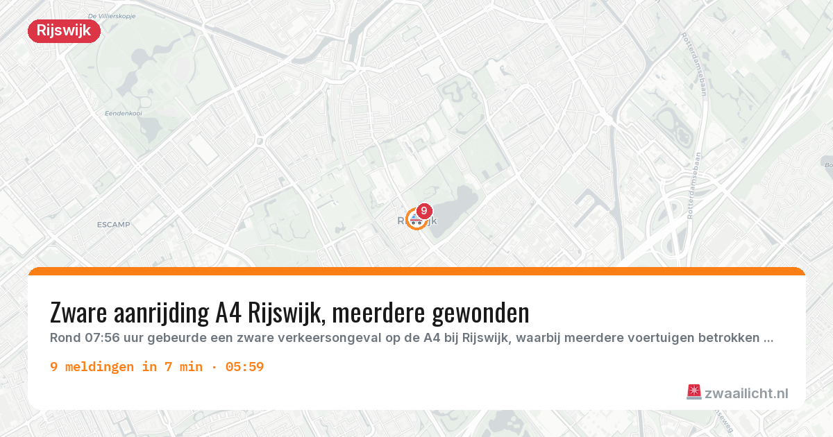 Kaart van de activiteitspiek bij Rijswijk