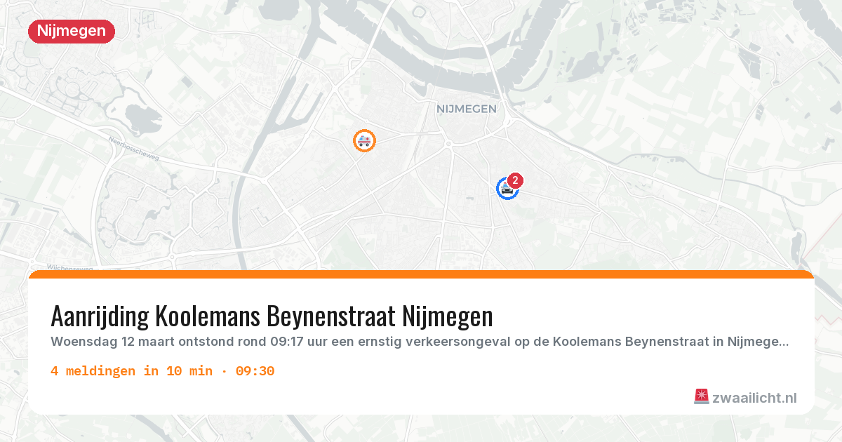 Kaart van de activiteitspiek bij Nijmegen