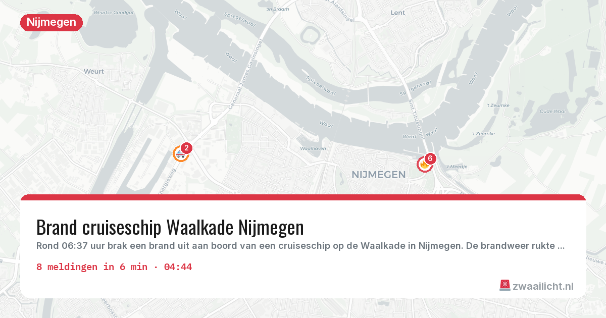 Kaart van de activiteitspiek bij Nijmegen