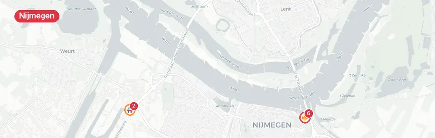 Kaart van Brand cruiseschip Waalkade Nijmegen
