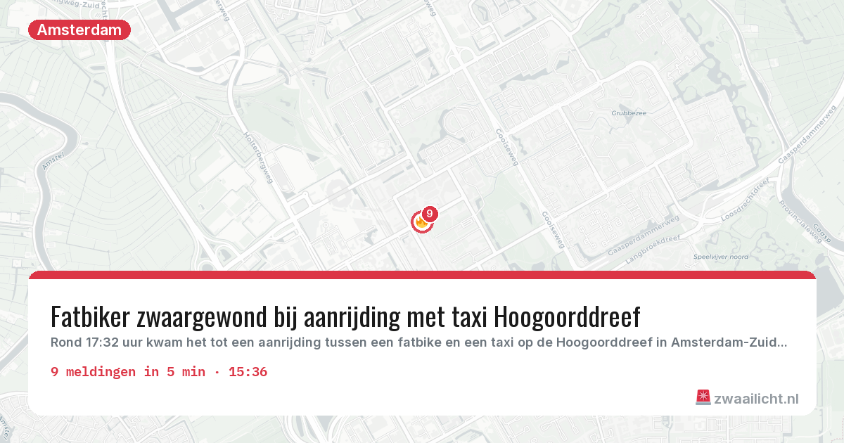 Kaart van de activiteitspiek bij Amsterdam