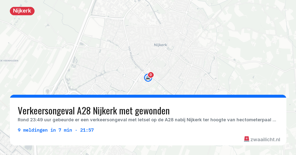 Kaart van de activiteitspiek bij Nijkerk