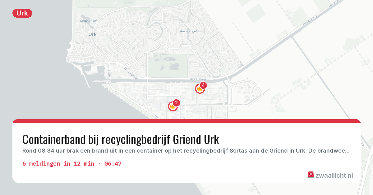 Kaart van de activiteitspiek bij Urk