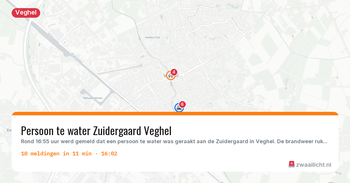 Kaart van de activiteitspiek bij Veghel