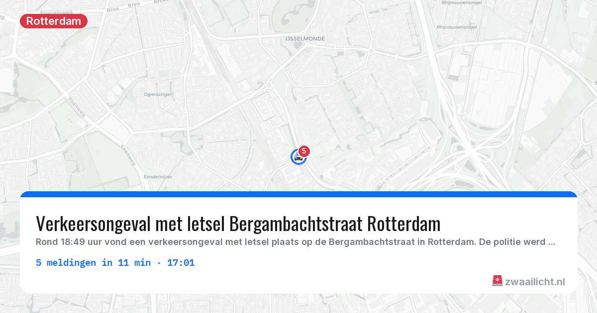 Kaart van de activiteitspiek bij Rotterdam