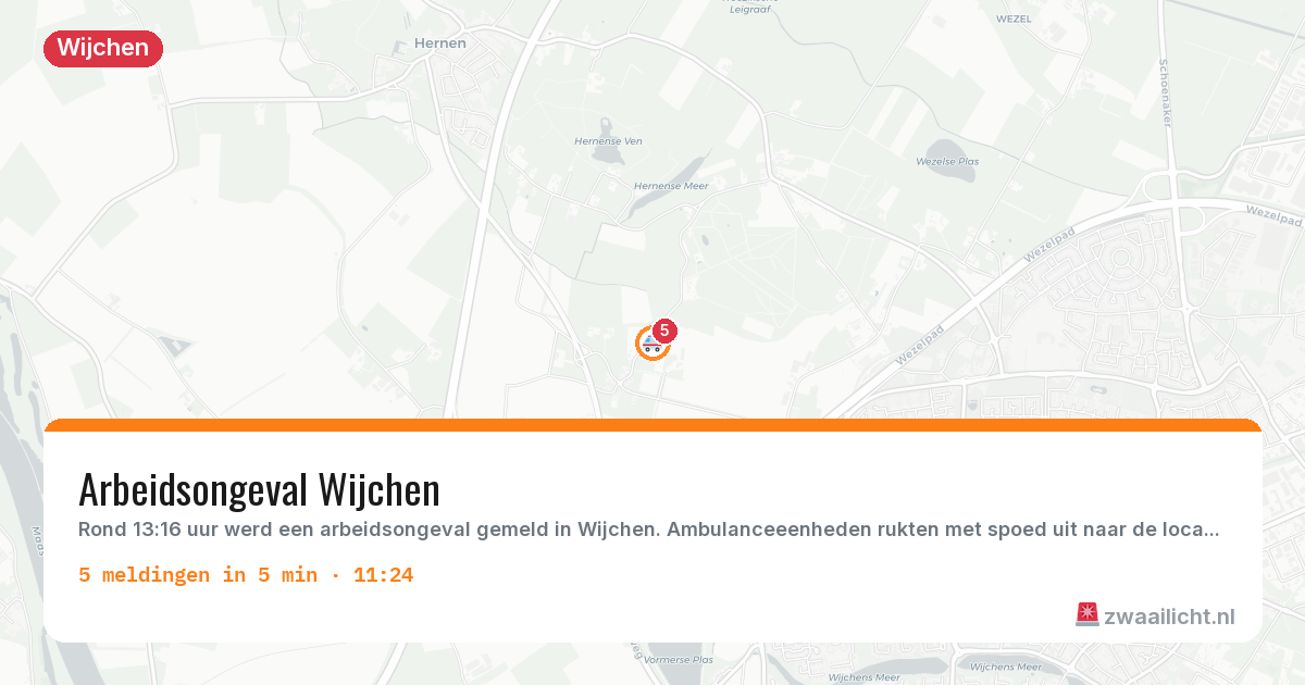 Kaart van de activiteitspiek bij Wijchen