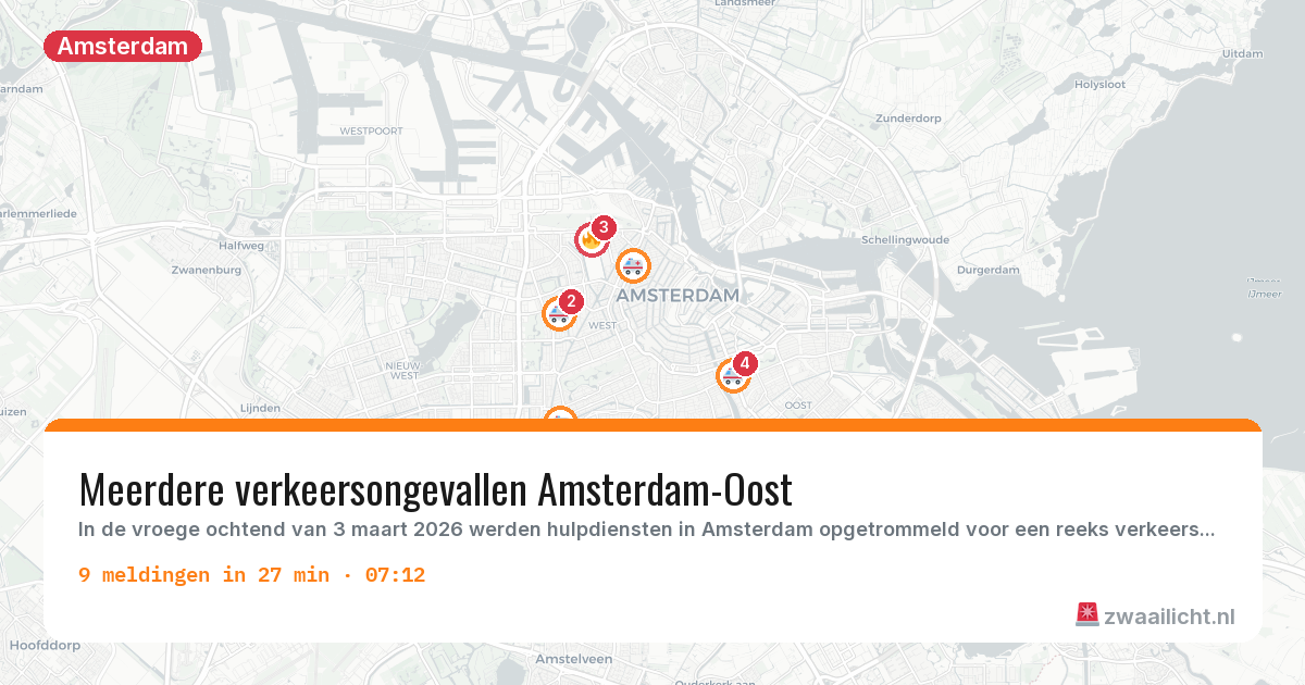 Kaart van de activiteitspiek bij Amsterdam