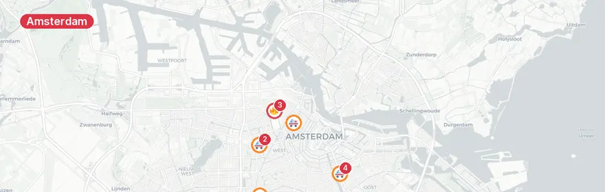 Kaart van Meerdere verkeersongevallen Amsterdam-Oost