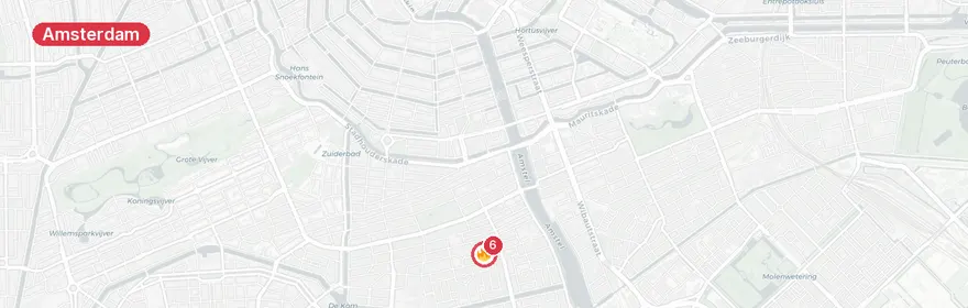 Kaart van Grote woningbrand Toldwarsstraat Amsterdam